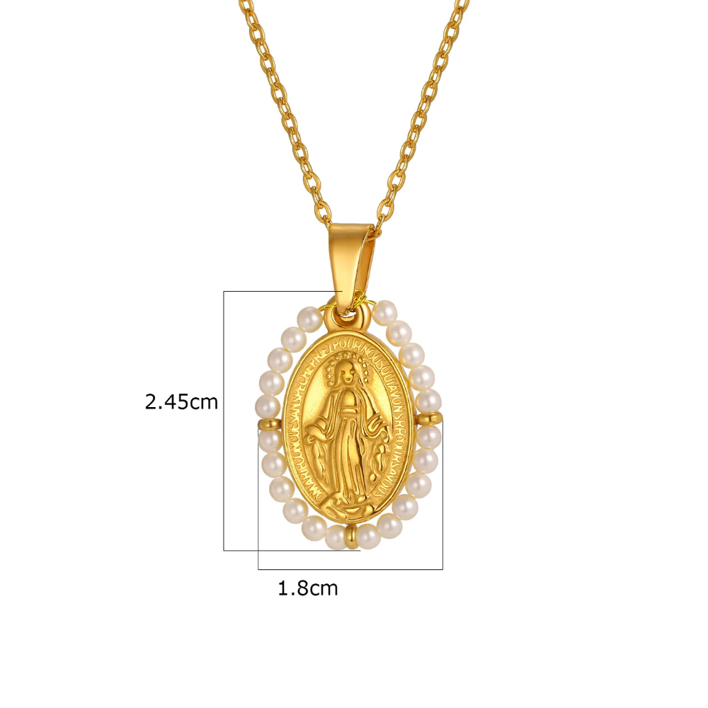 Collier Vierge Marie Perles taille