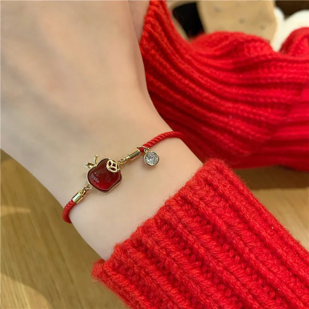 Bracelet Pomme Corde Rouge bijou