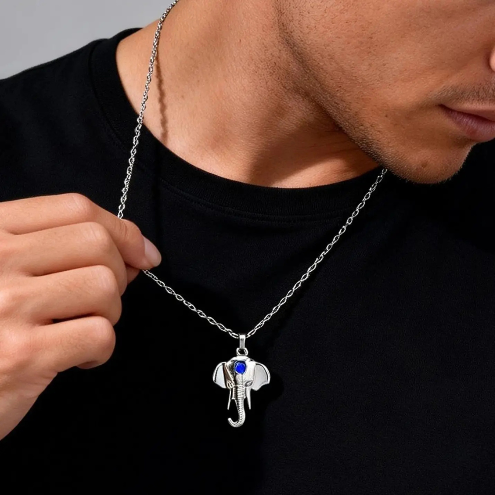 Collier Pendentif Éléphant Homme acier