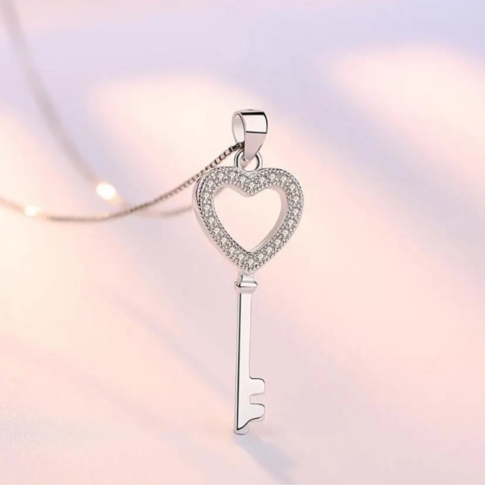 Collier Clé Argent Femme diamant
