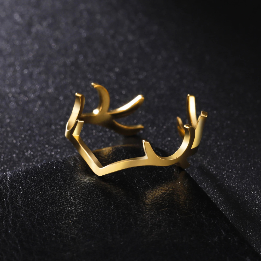 Bague Bois de Cerf Acier or femme