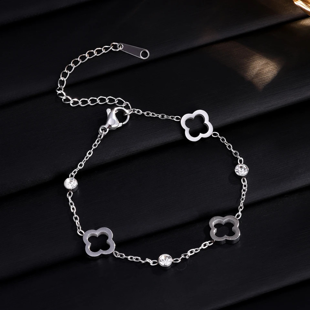 Bracelet Trèfle et diamant argent