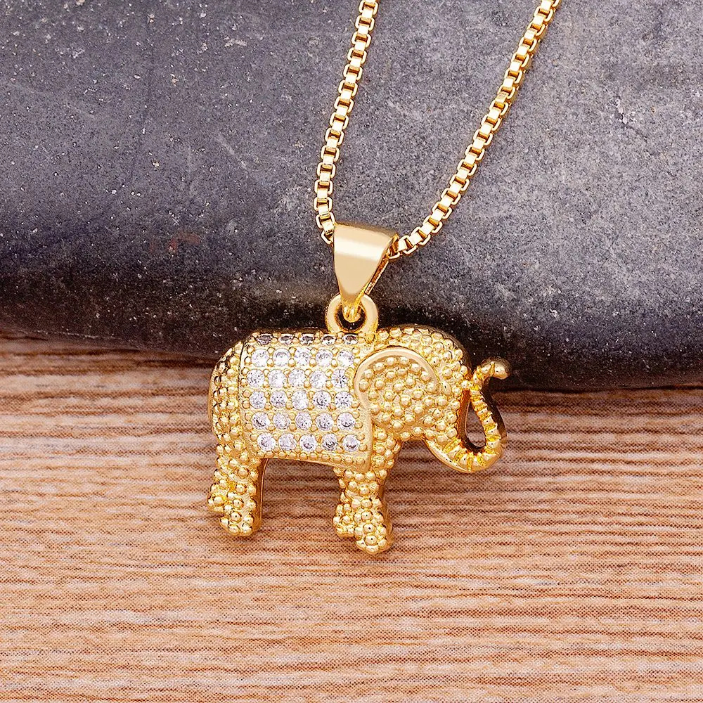 Collier Éléphant Zircons blanc