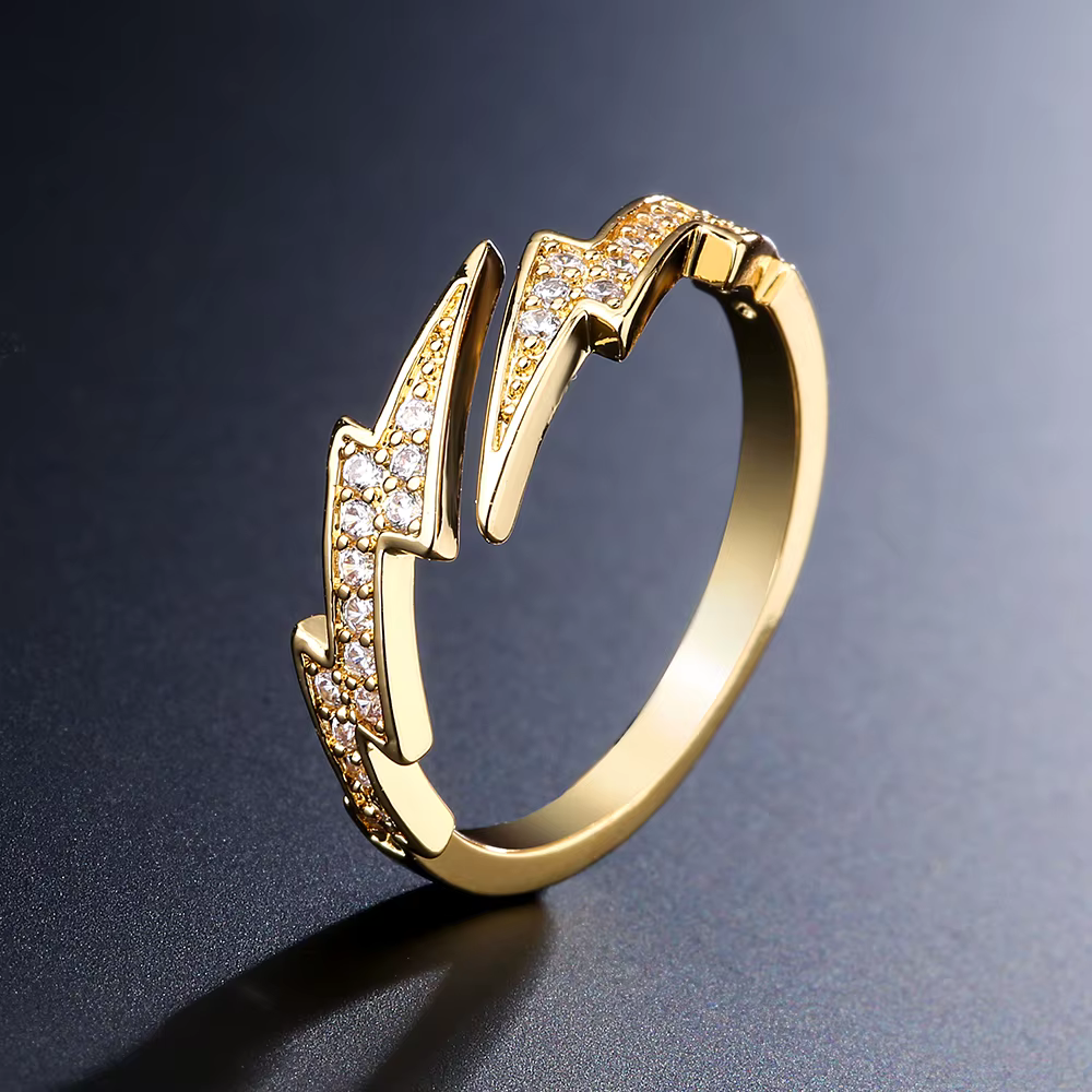 Bague Double Éclair doré