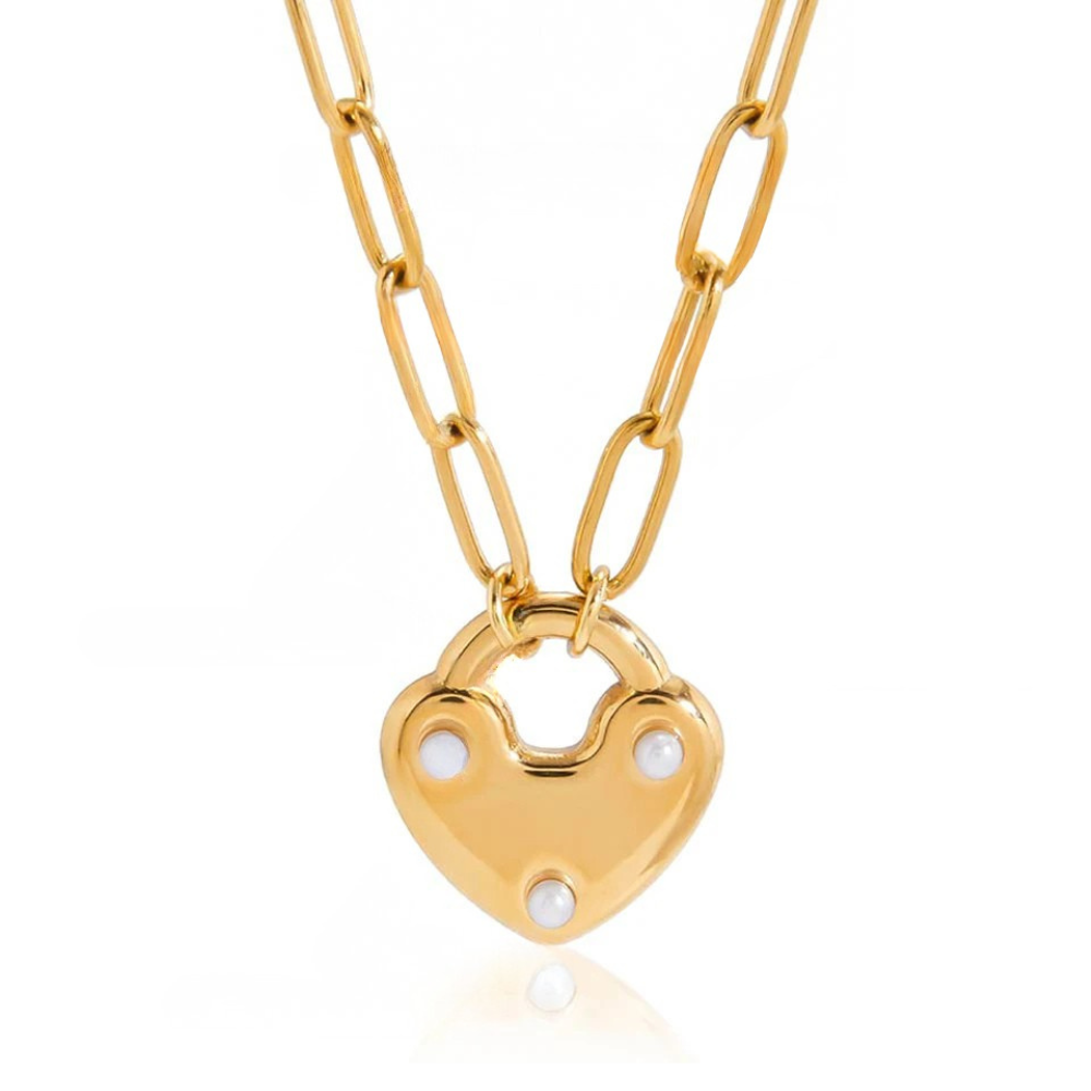 Double Collier Clé & Coeur Cadenas doré