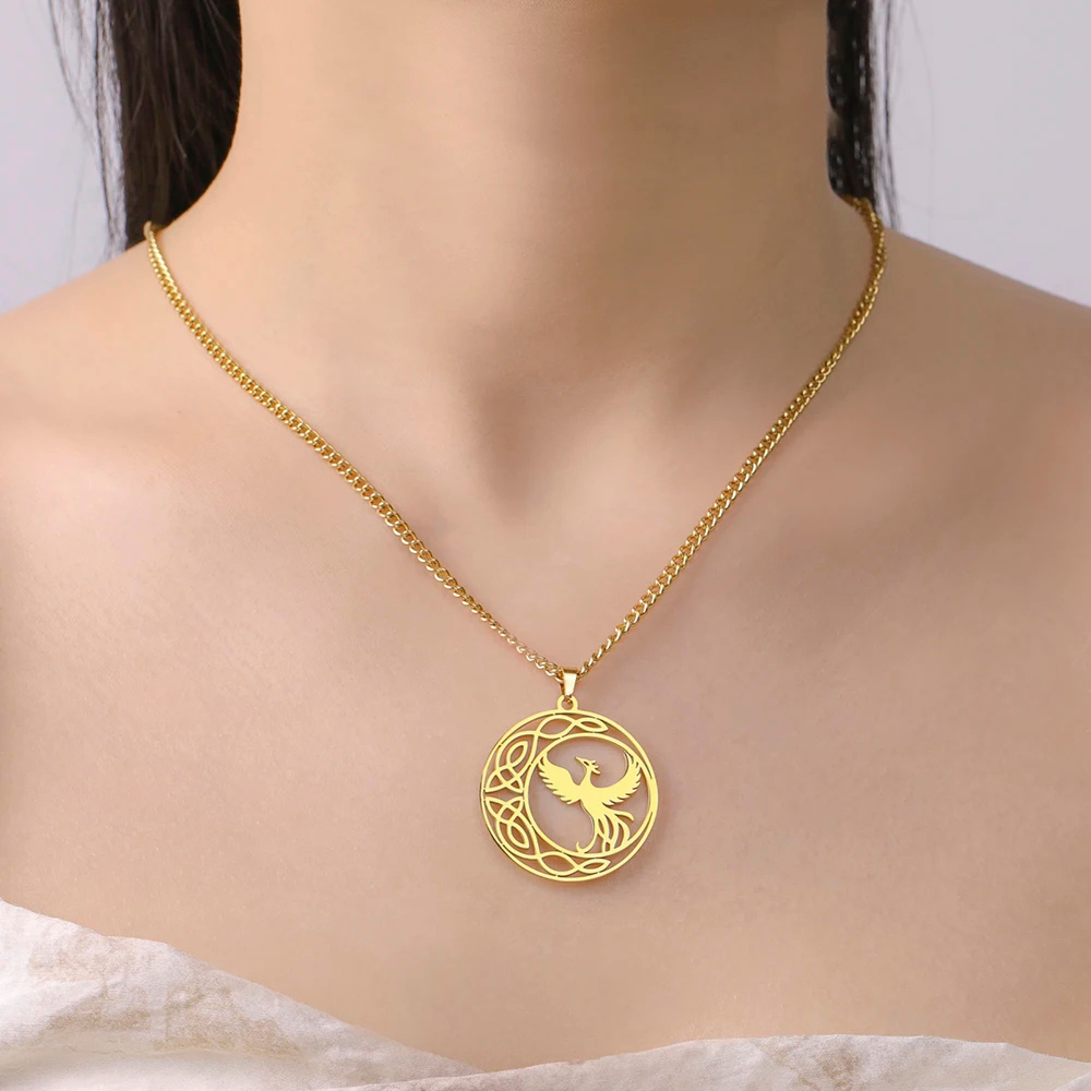 Collier Phoenix Cercle or