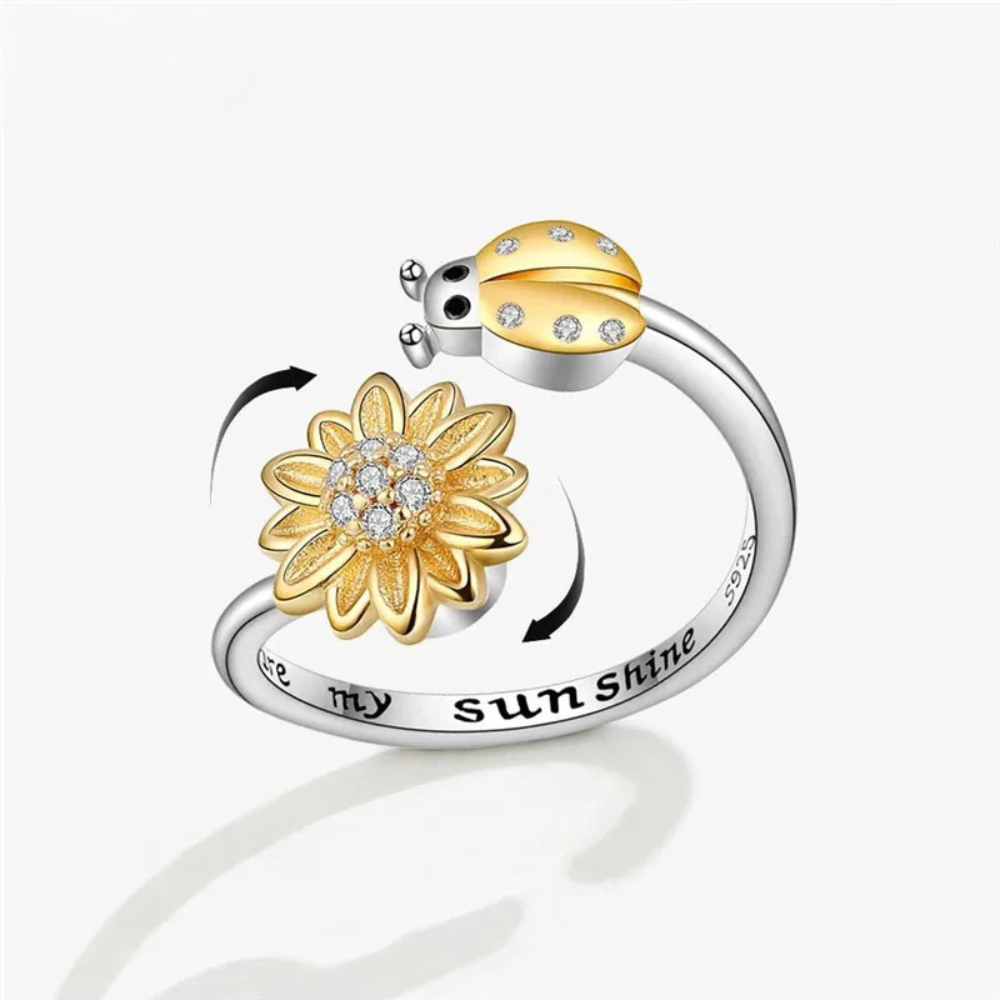 Bague Coccinelle fleur Anti-Stress
