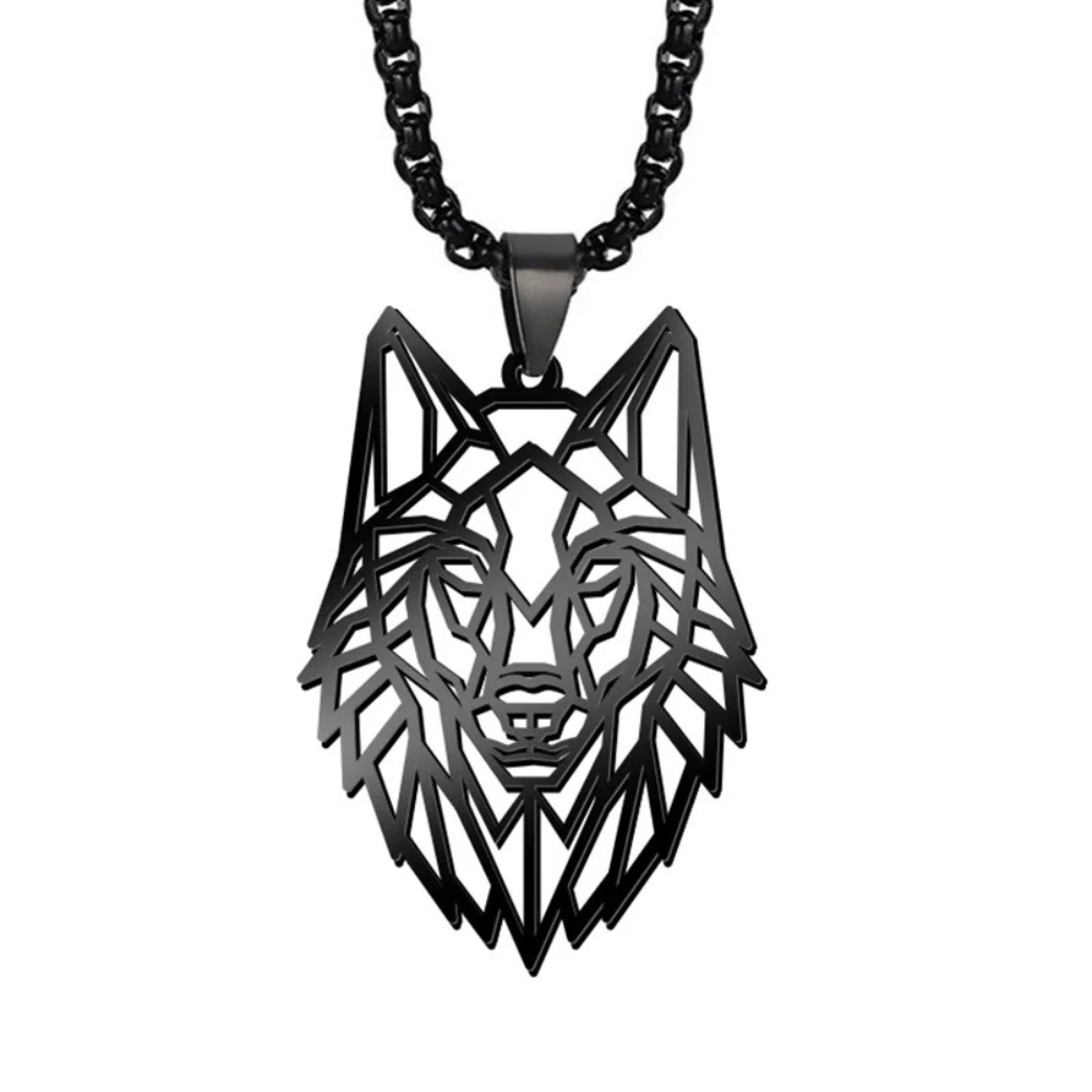 Collier Loup Origami noir