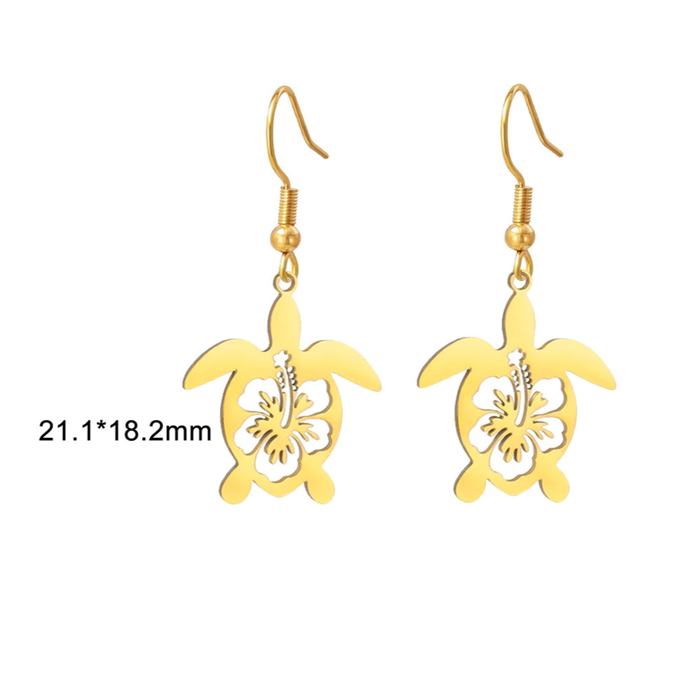 Boucles d'Oreilles Tortue Floral acier