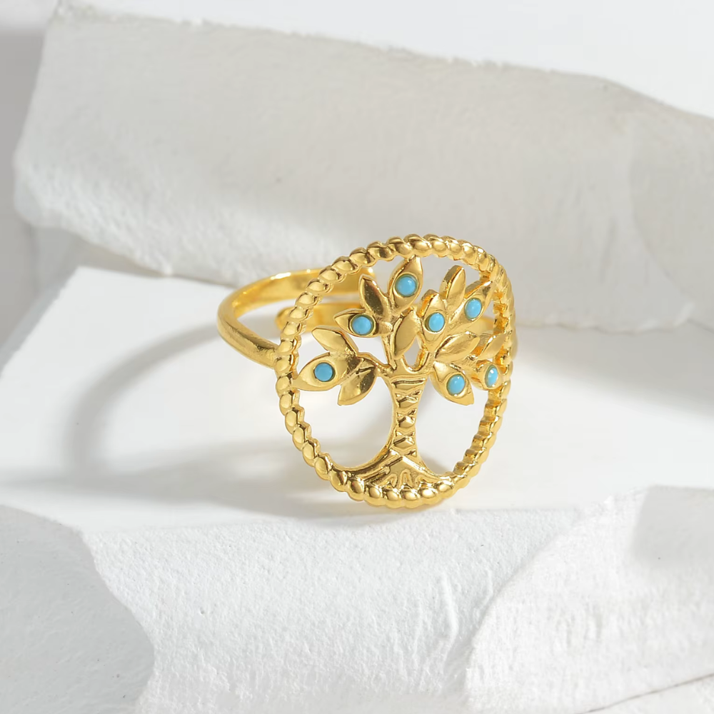 Bague Arbre Coloré turquoise