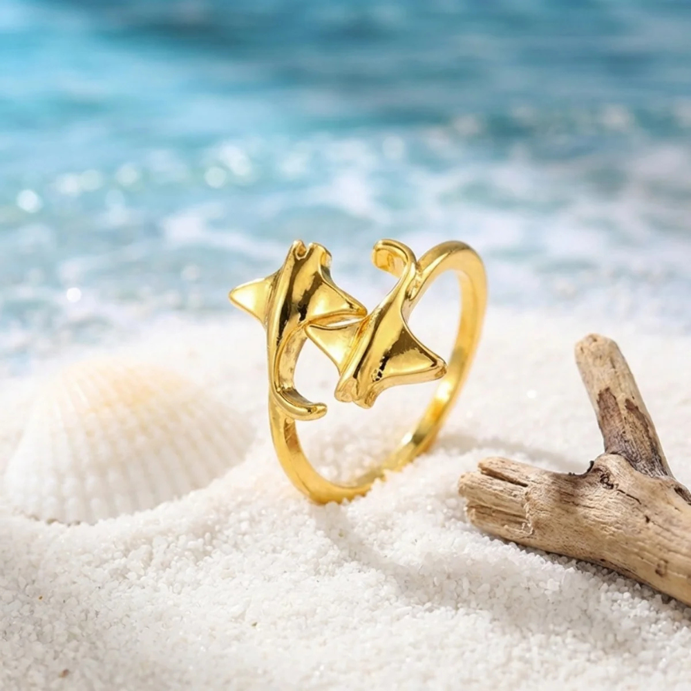 Bague Raie Manta Femme doré