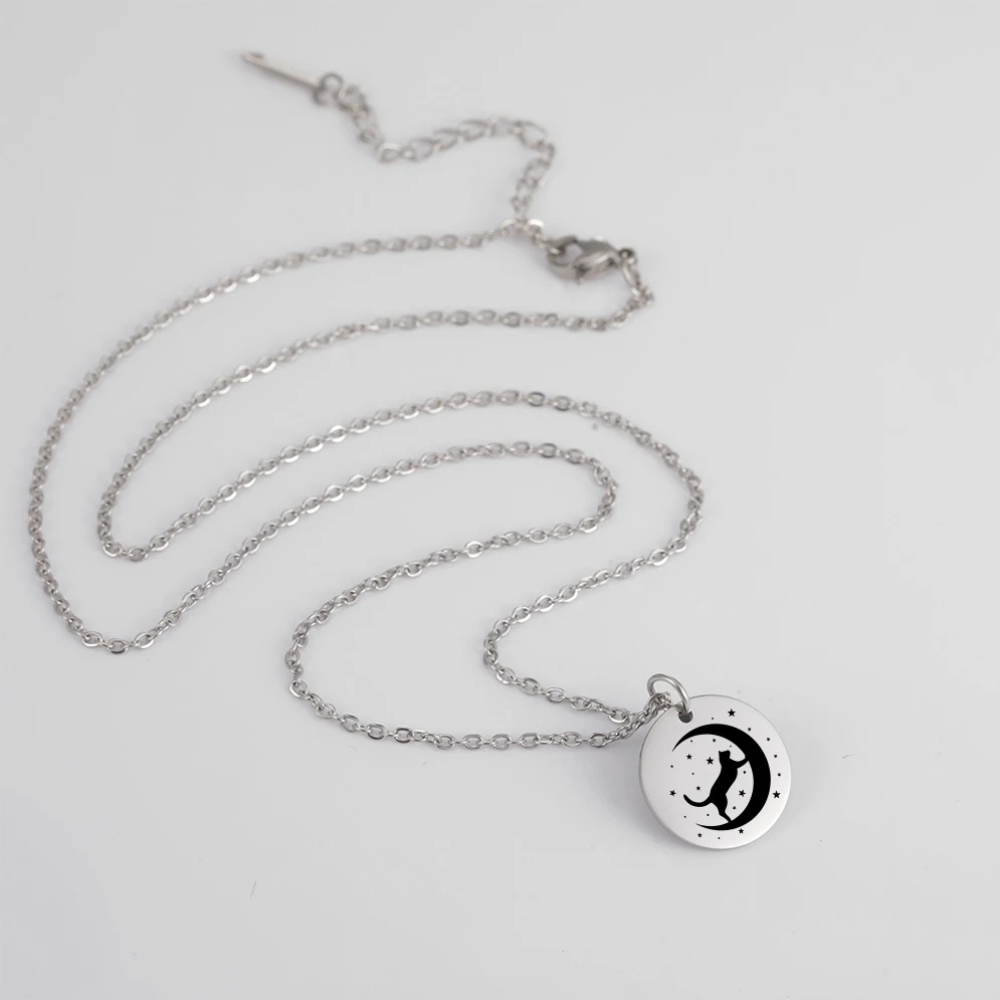 Collier Chat Nuit acier