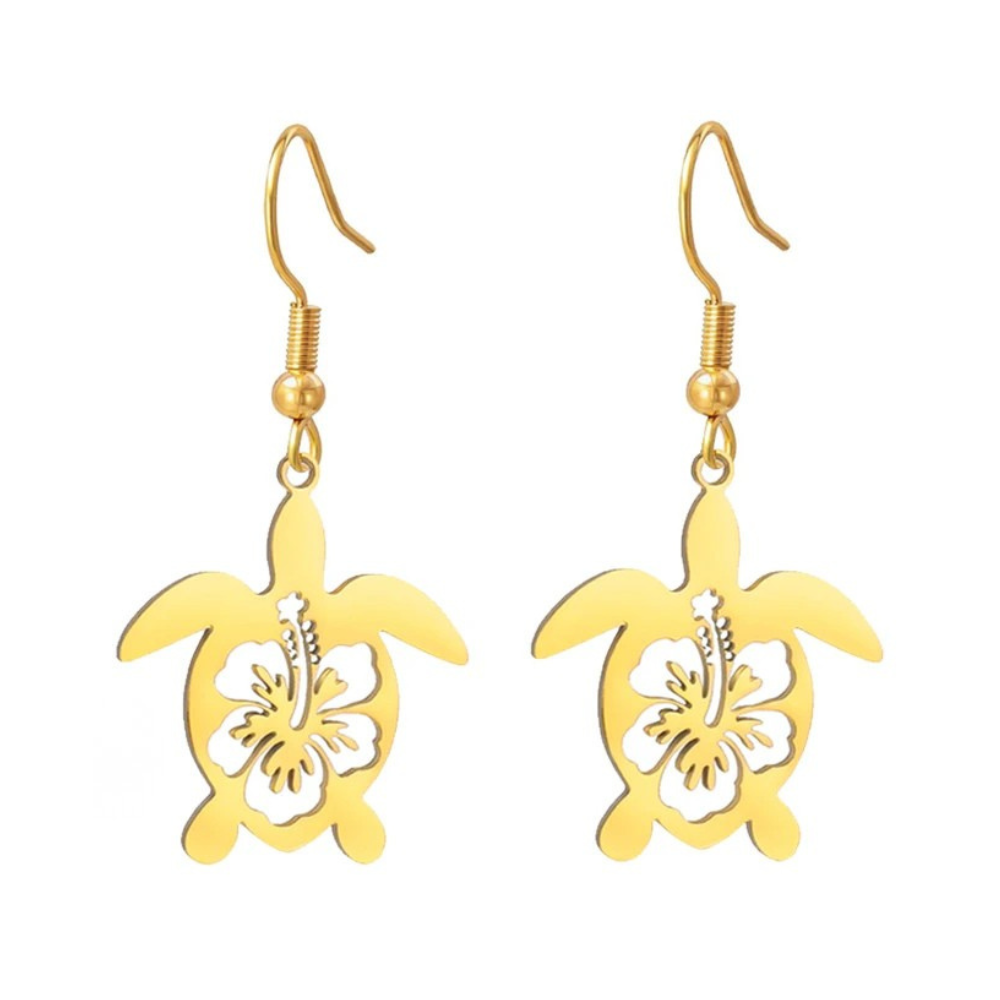 Boucles d'Oreilles Tortue Floral