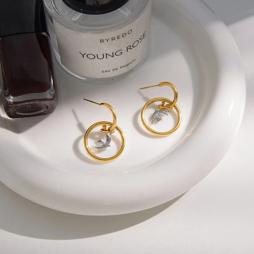 Boucles d'Oreilles Oiseau cercle