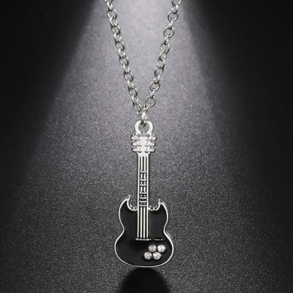 Collier pendentif Guitare Noire