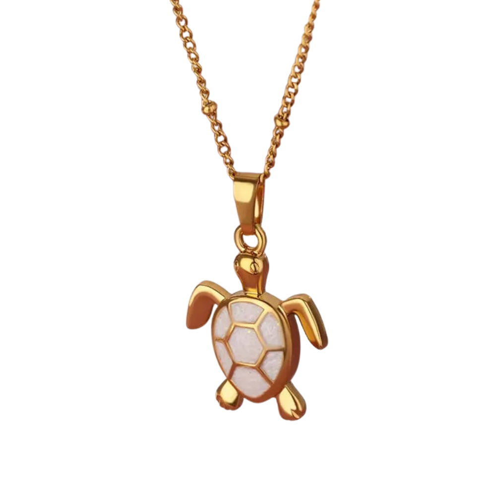 Collier Tortue Doré et blanche