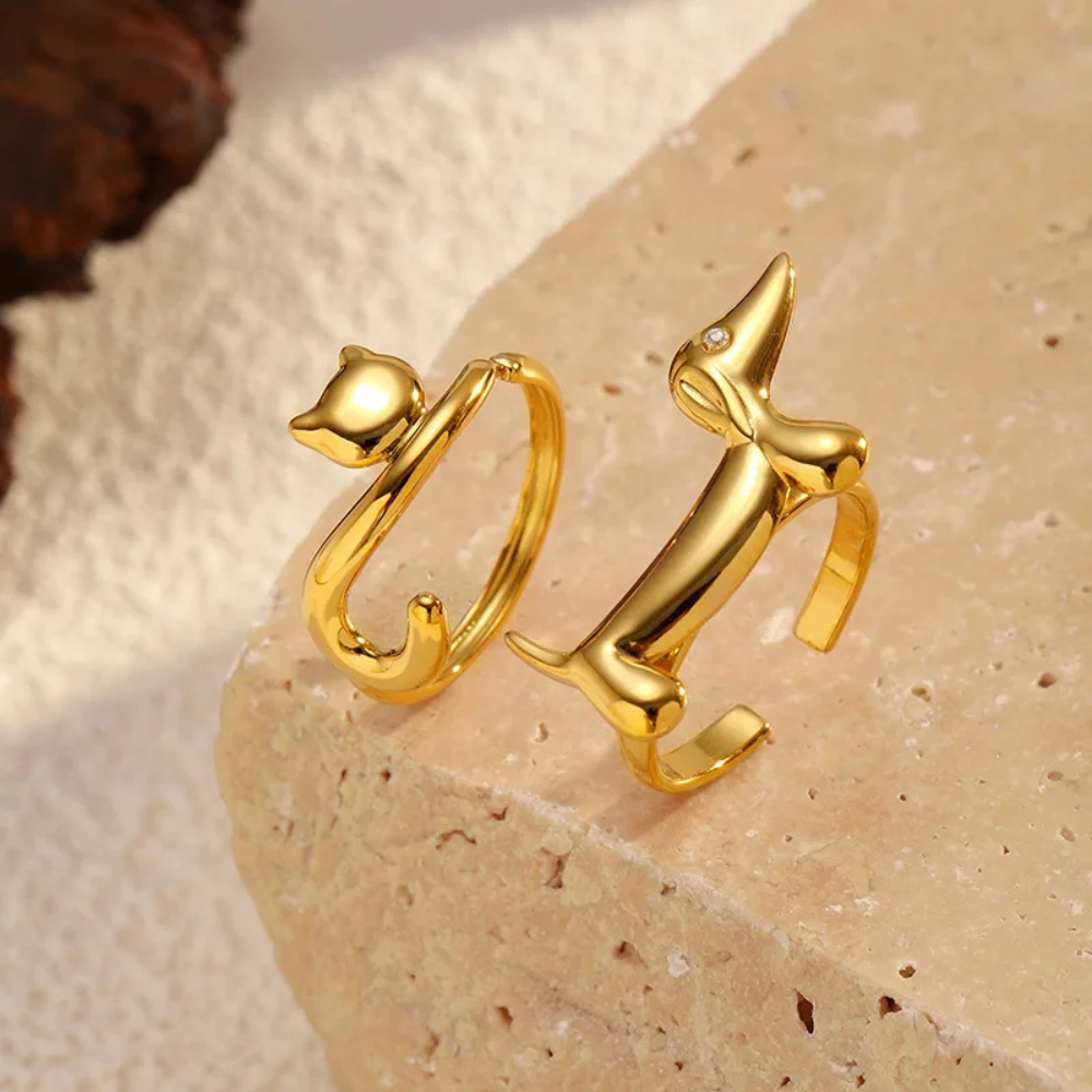 Bague Chien Minimaliste strass