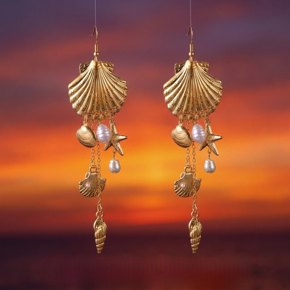 Boucles d'Oreilles Étoile de Mer Coquillage or