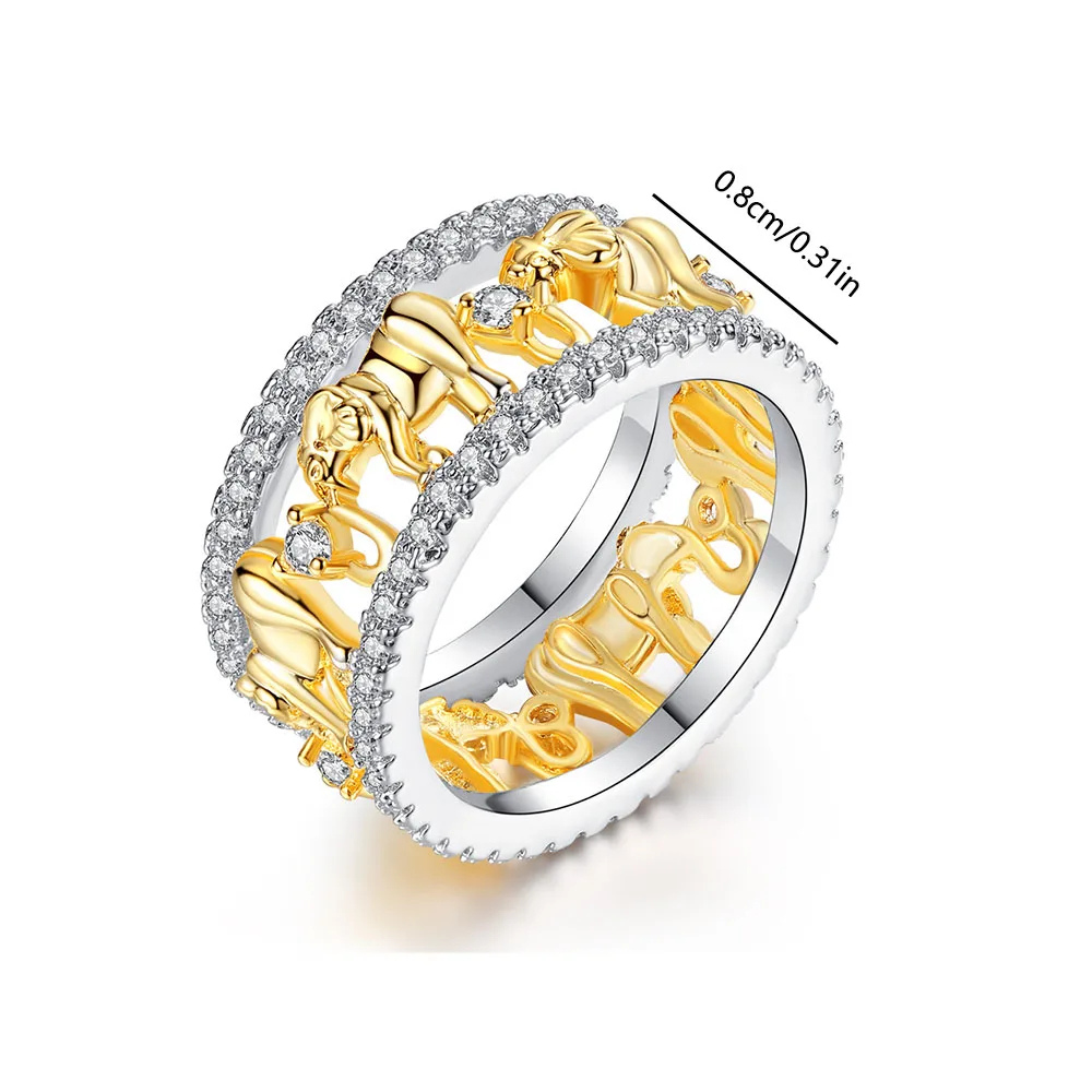 Bague Éléphant Or Argent strass