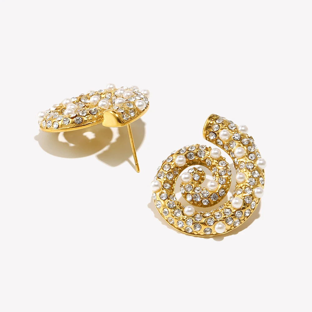 Boucles d'Oreilles Coquillages Cristaux acier inox