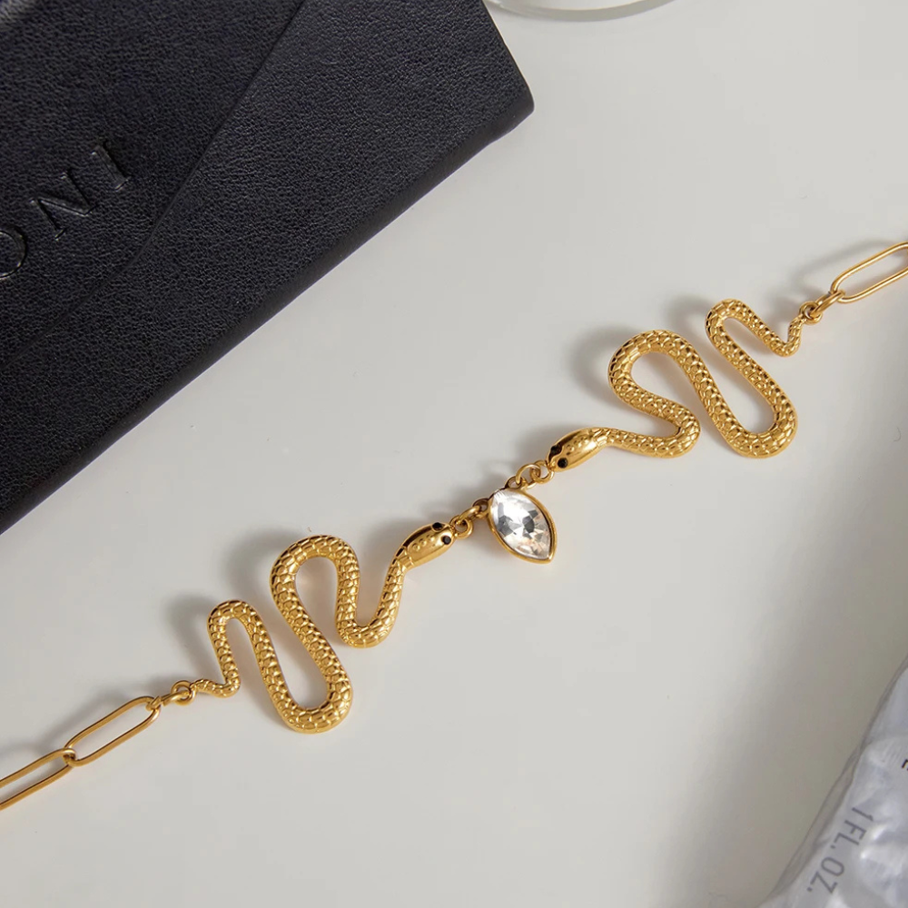 Collier Serpent Diamant or