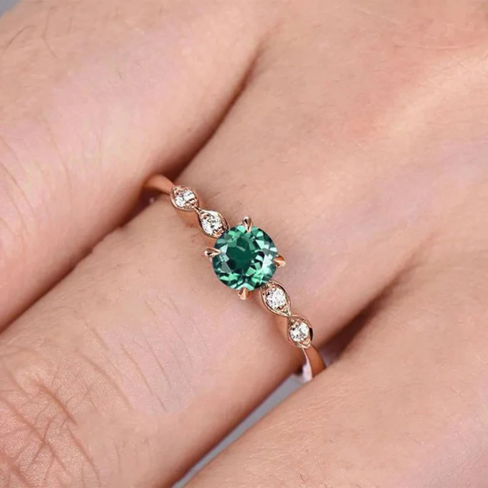 Bague Diamant Vert Or Rose