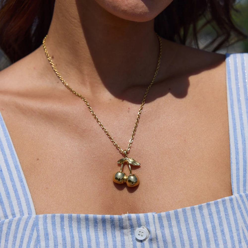 Collier Cerise Or Femme pendentif