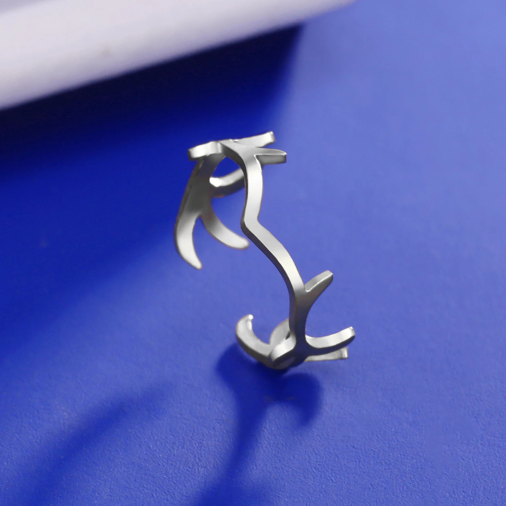 Bague Bois de Cerf Acier argent