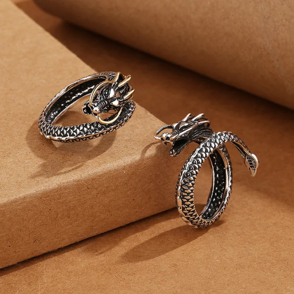 Bague Dragon Homme Vintage acier