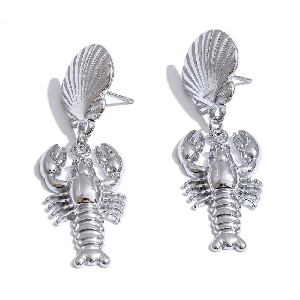 Boucles d'Oreilles Coquillage Homard argent