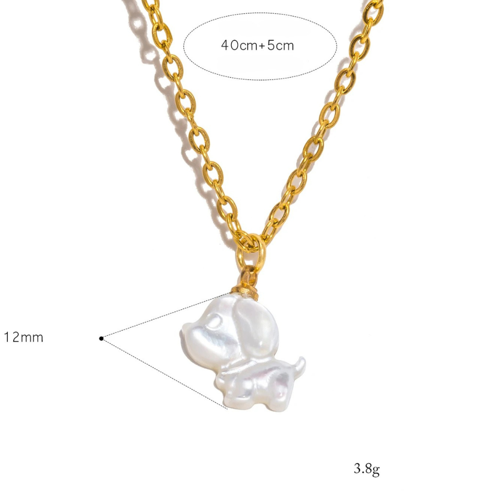 Collier Chien Nacre Blanc femme
