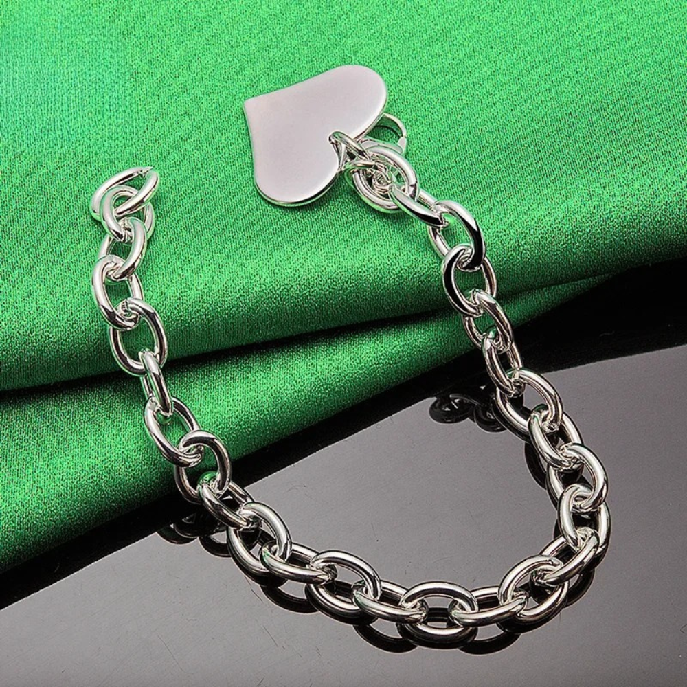 Bracelet Coeur Maillon argenté
