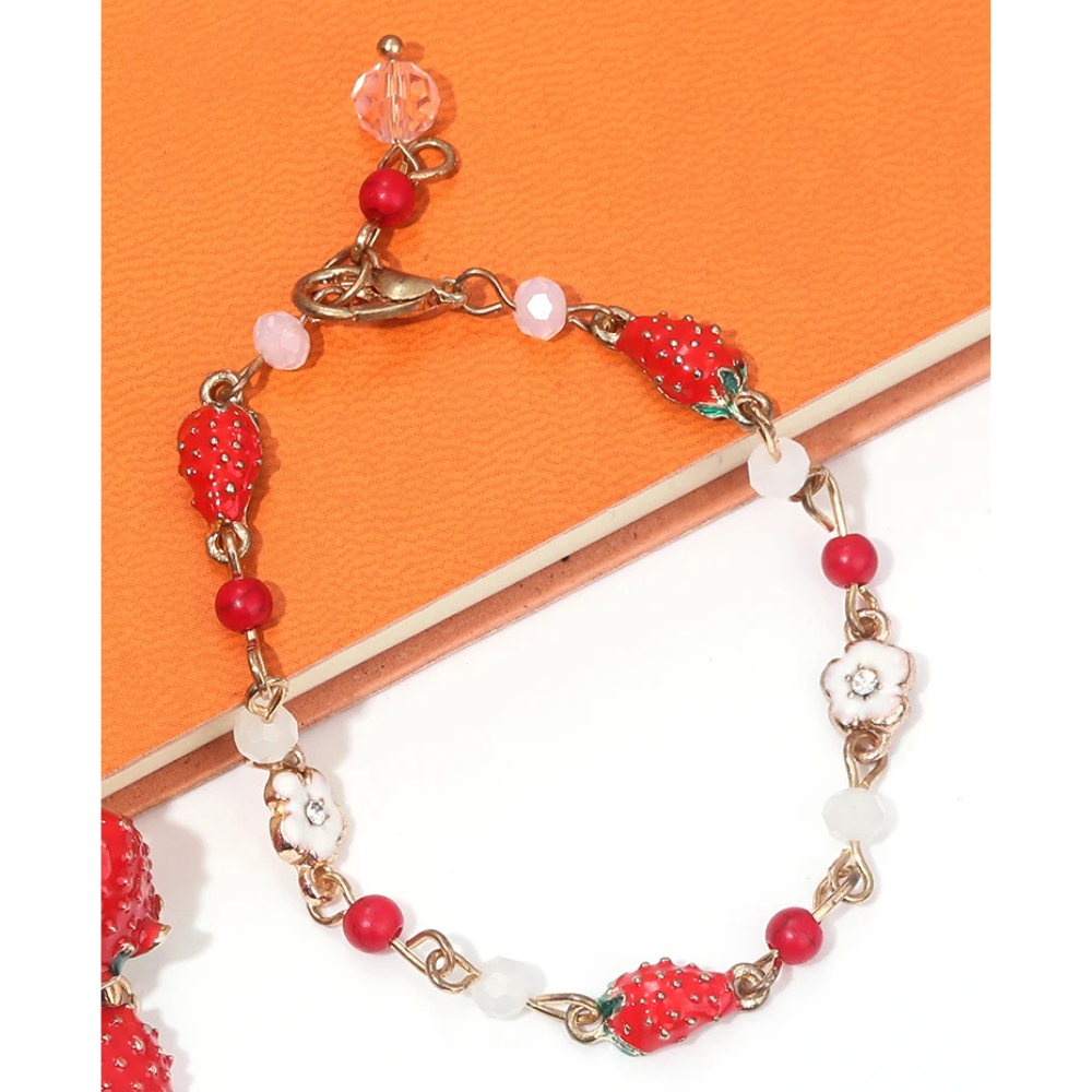 Bracelet Fraise et Fleur