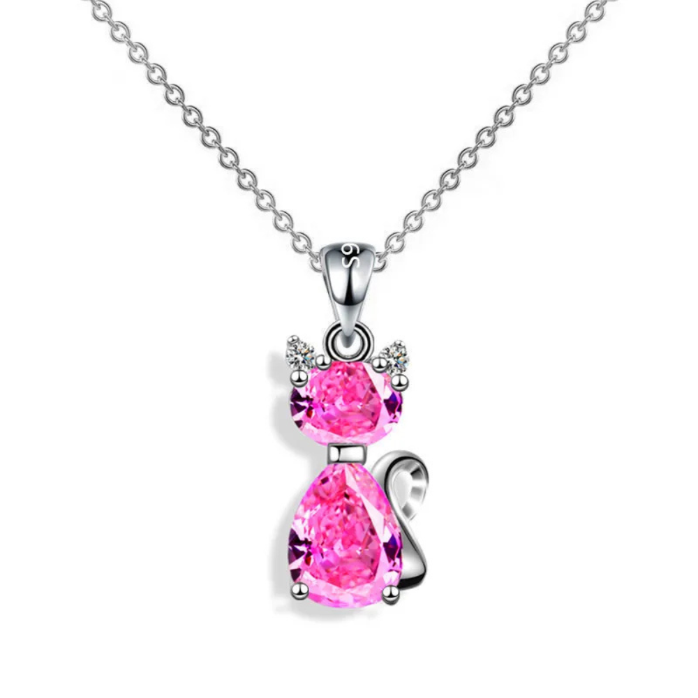 Collier Chat Diamant rose