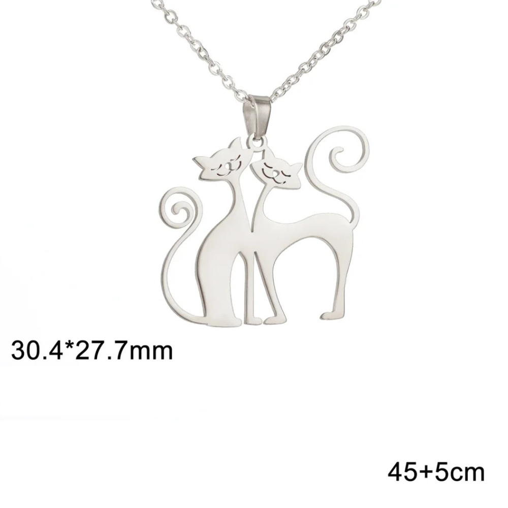 Collier Chats Amoureux acier