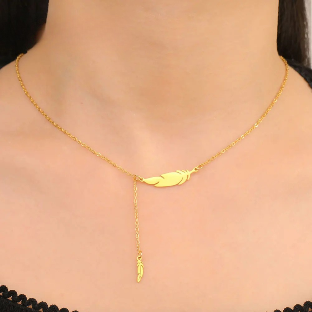 Collier Plume Femme or