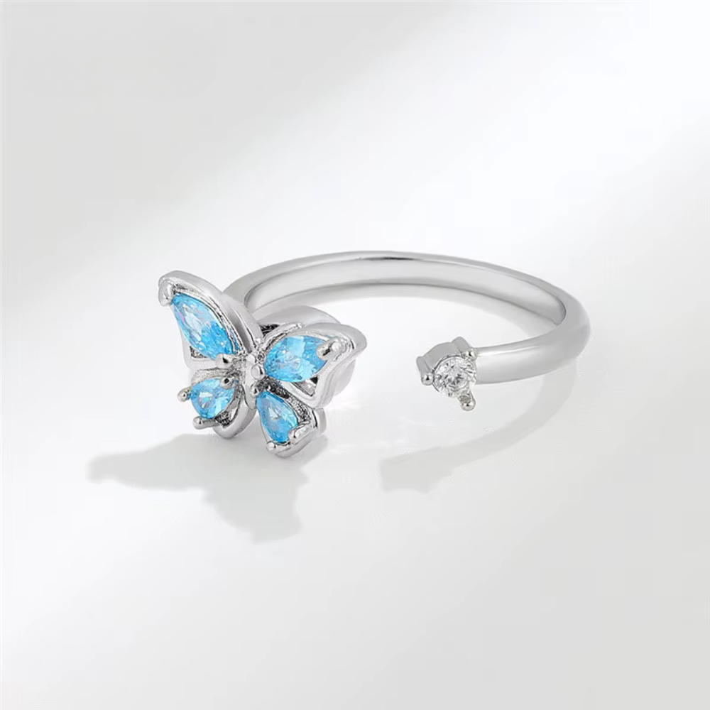 Bague Ailes de Papillon argentée
