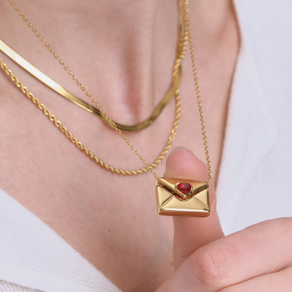 Collier Enveloppe i love you or