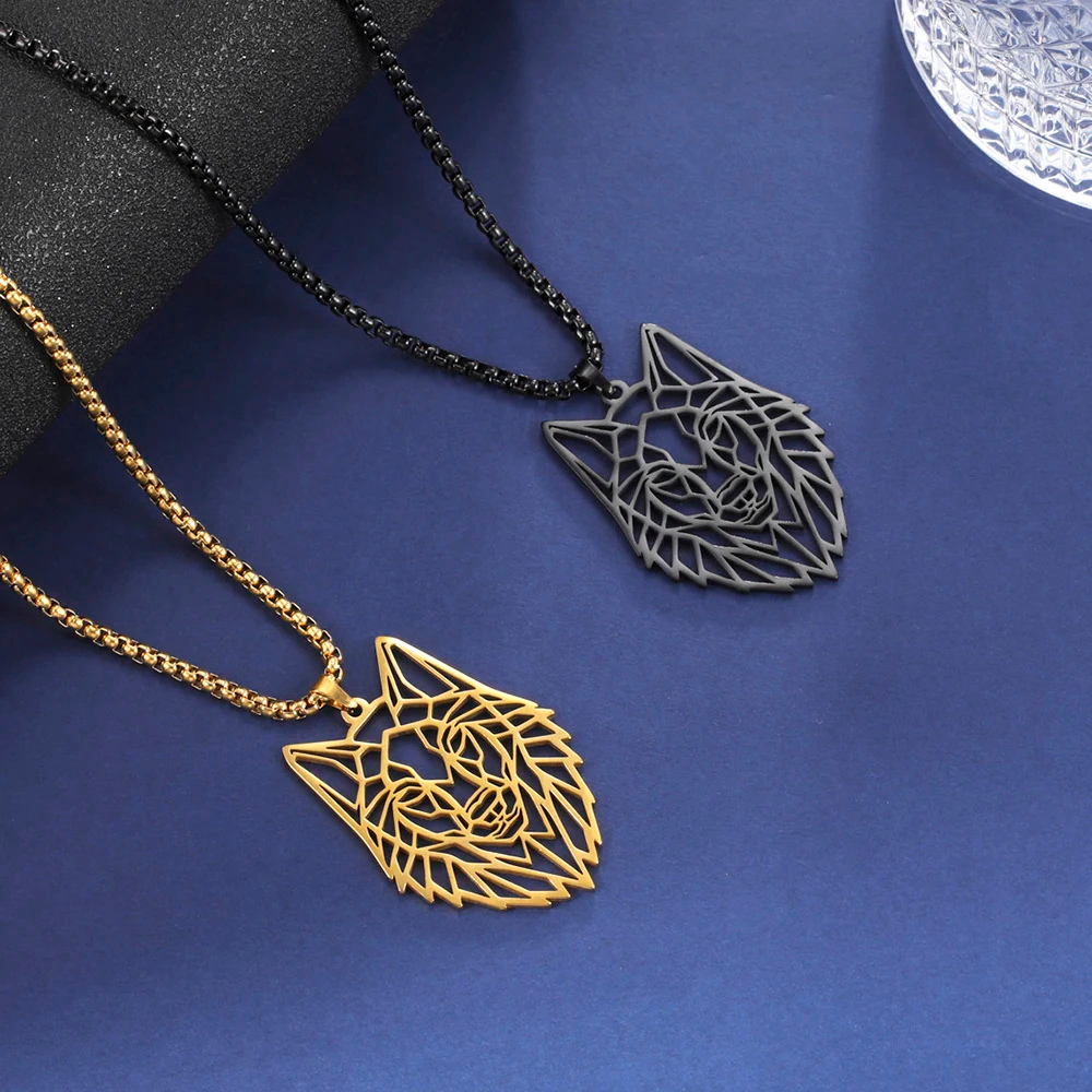 Collier Loup Origami pendentif