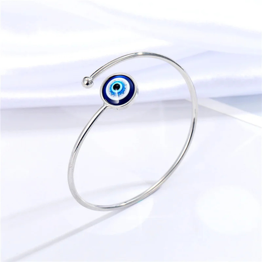 Bague Œil Bleu Rond argent