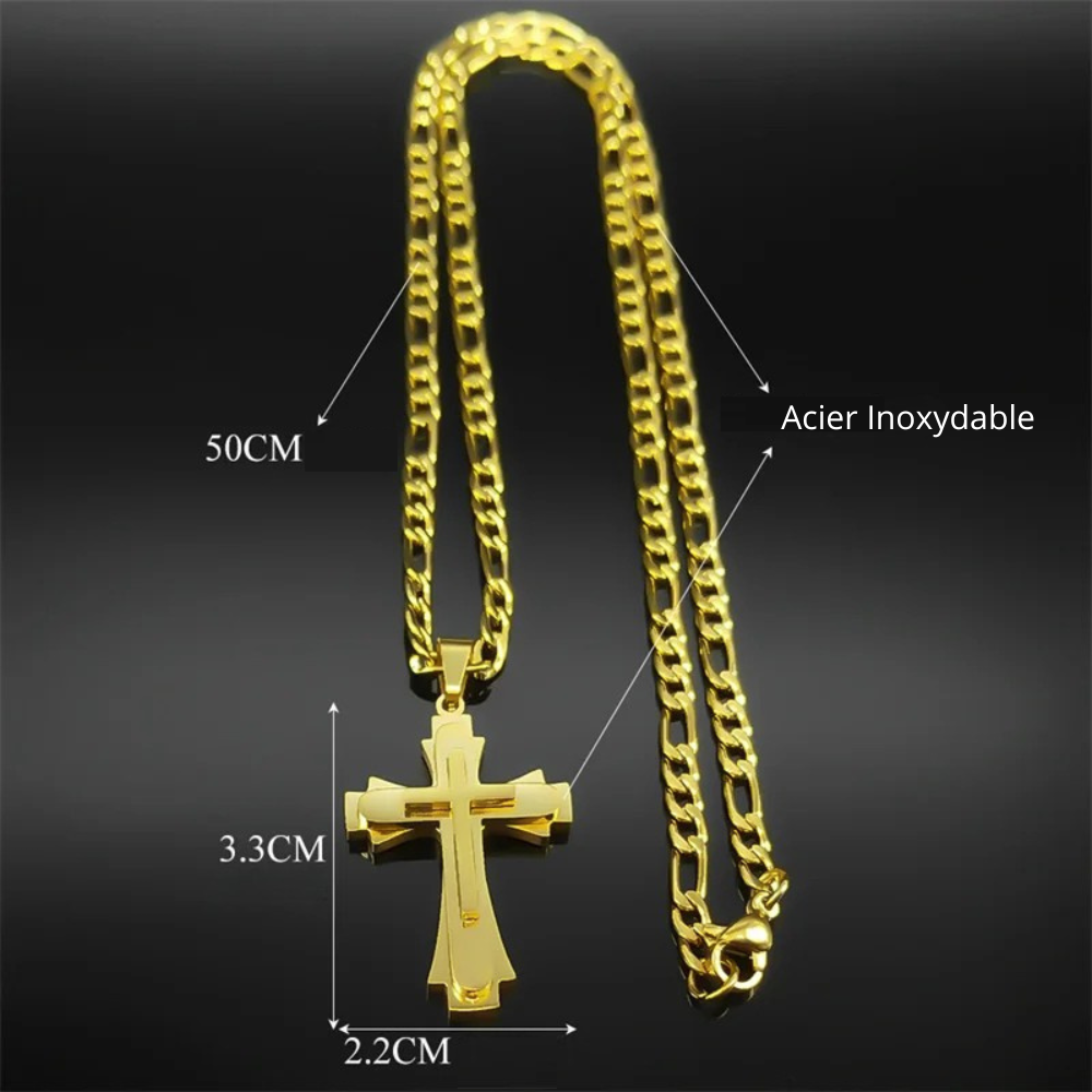 Collier Chaine et Grosse Croix femme