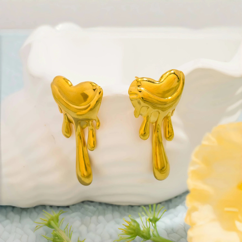 Boucles d'Oreilles Coeur Lave doré