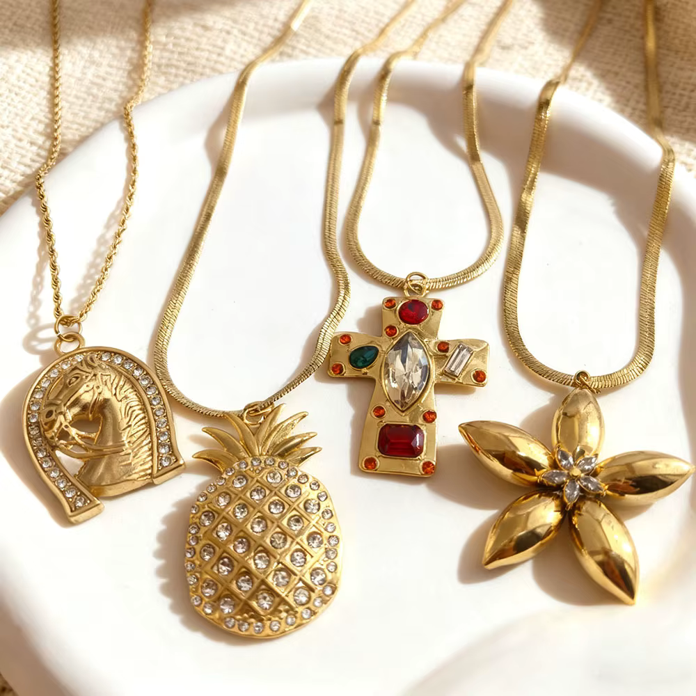 Collier Ananas Brillant acier inoxydable