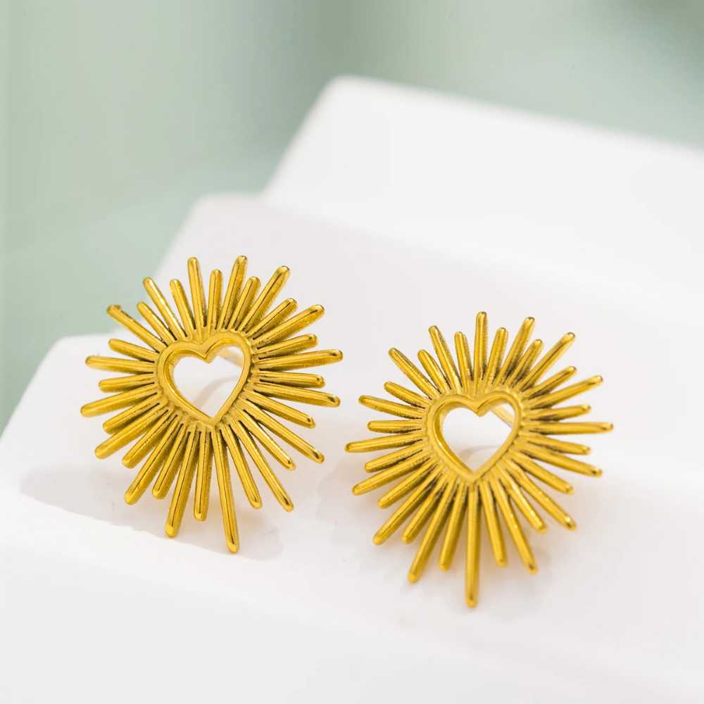 Boucles d'Oreilles Coeur Soleil explosif