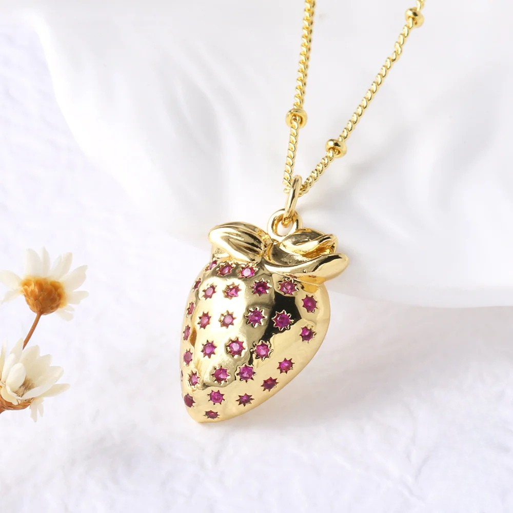 Collier Fraise Brillante femme