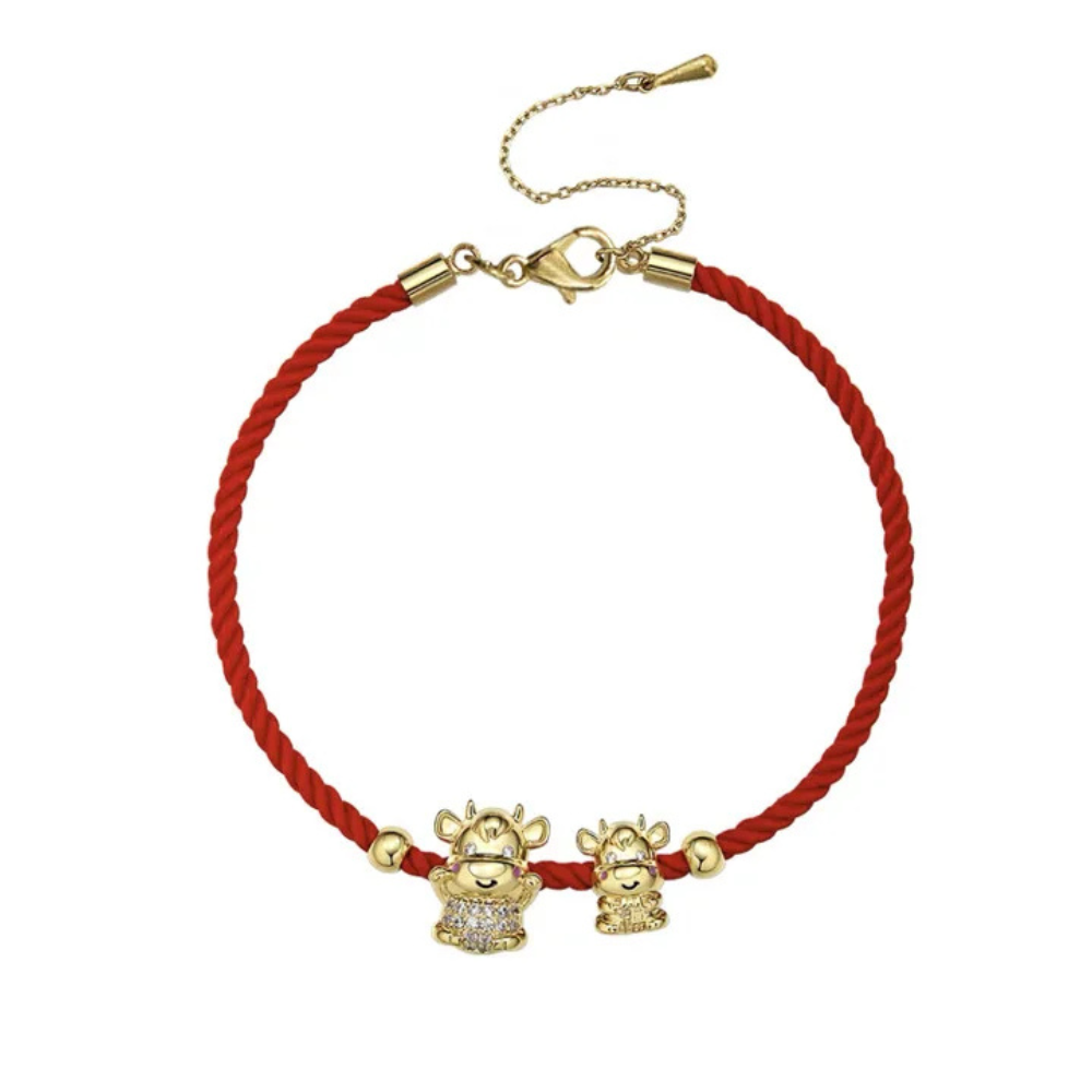 Bracelet Vache Corde Rouge