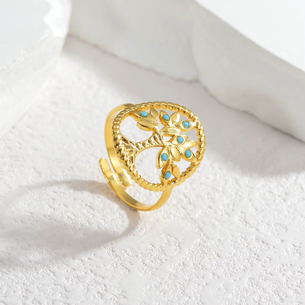 Bague Arbre Coloré or