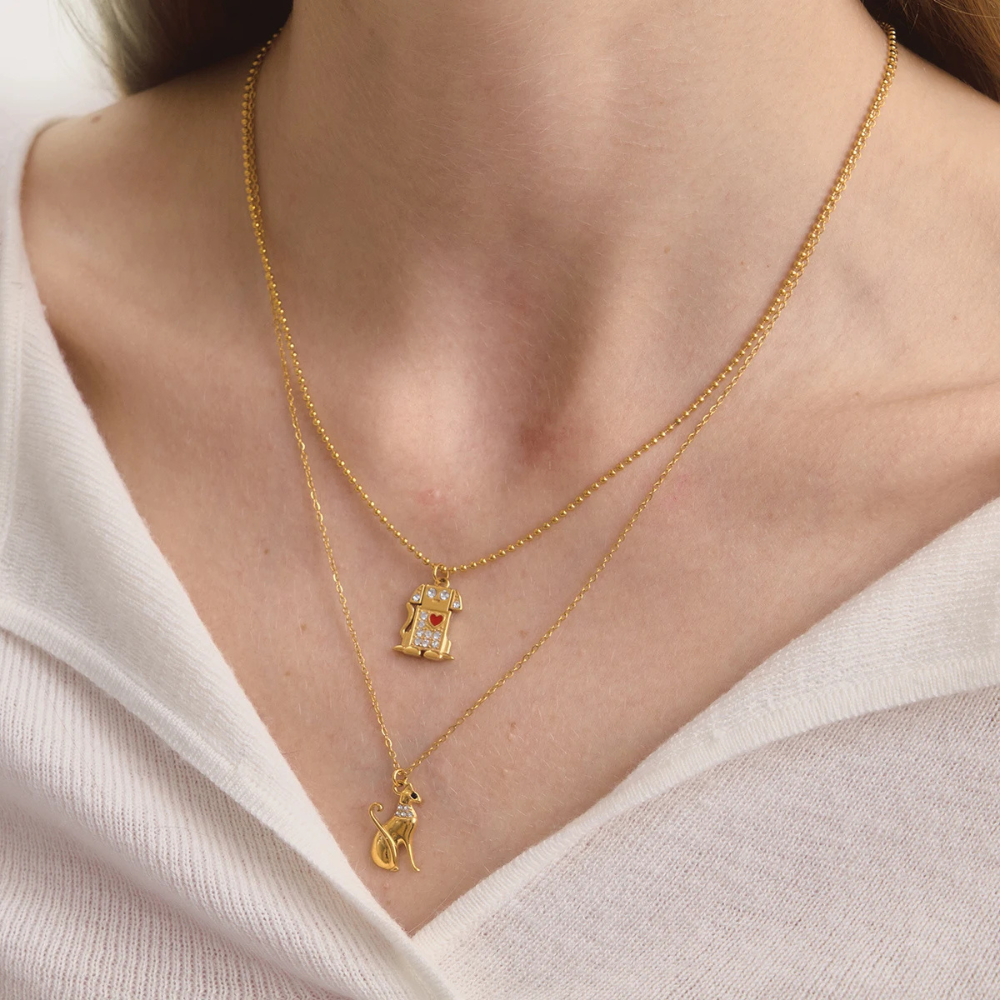Collier Chat Élégant femme pendentif