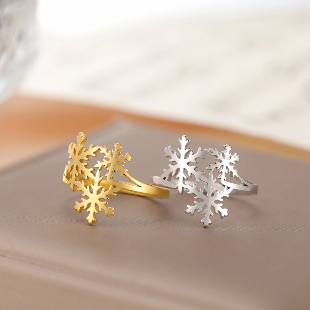 Bague Flocon de Neige acier