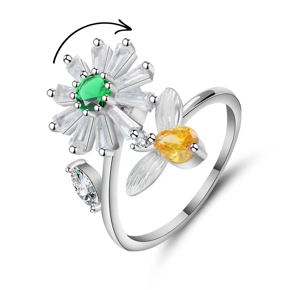 Bague Abeille Anti-Stress argent